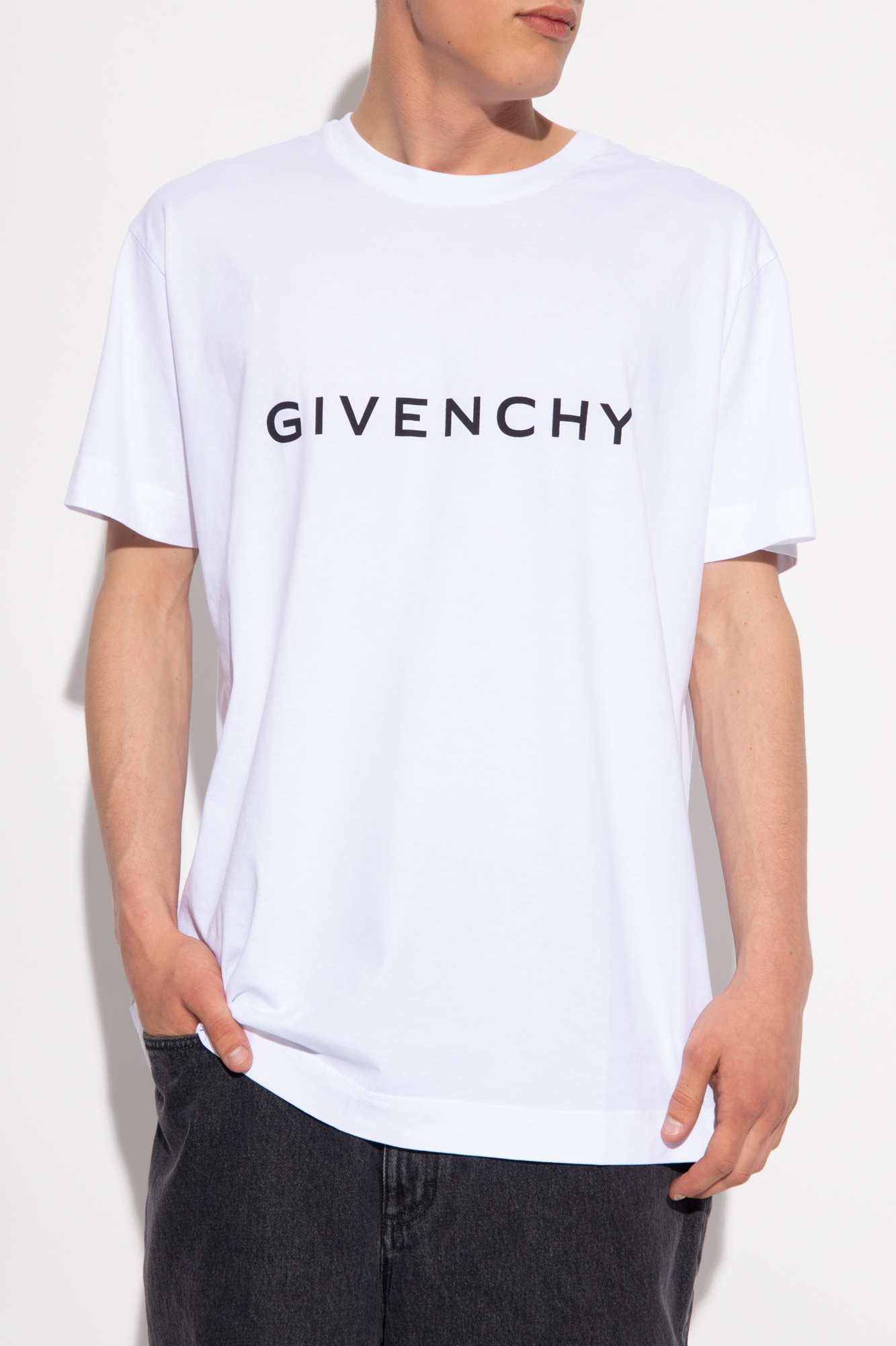 White Givenchy logo split jumper Givenchy SchaferandweinerShops Germany givenchy 4g large scarf item